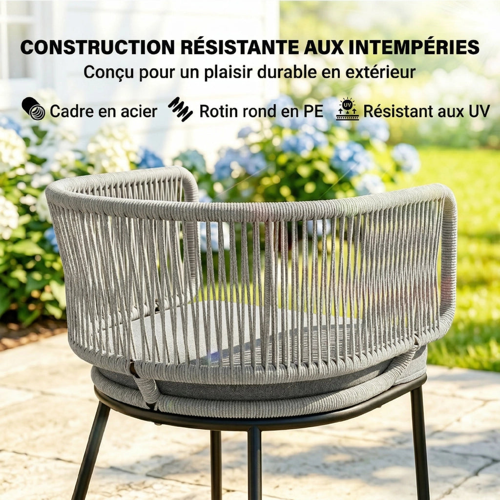 Poltrona da Giardino in Polyrattan con Cuscini ¨C Zephmum ¨C 46x58x72 cm Grigio Chiaro