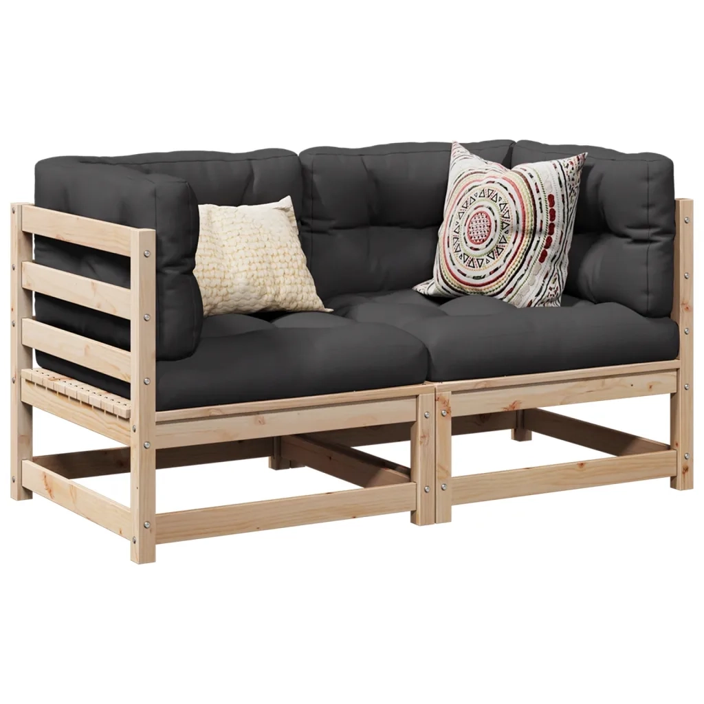 Set Divani Giardino 2 pz con Cuscini in Legno Massello di Pino 3295826