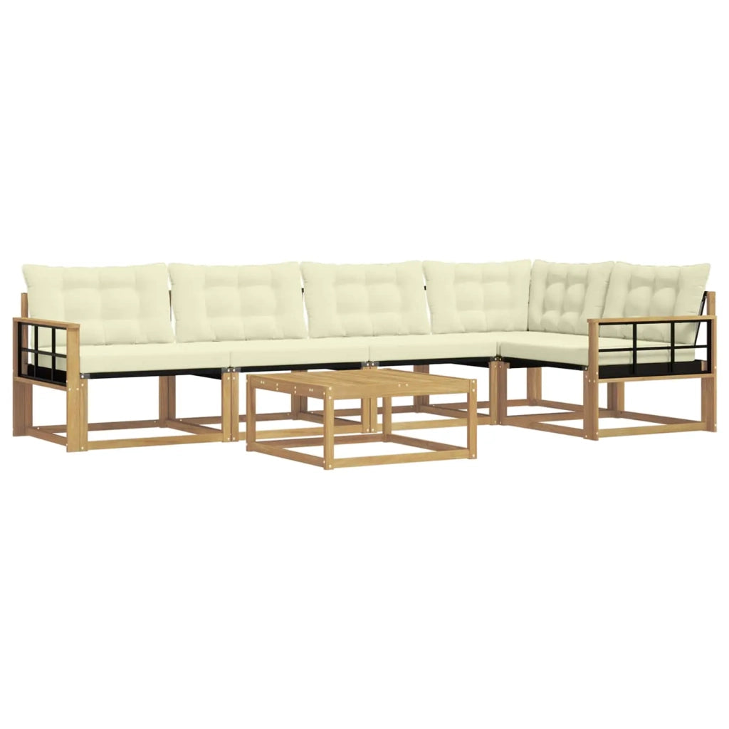 Set di divani da esterno 6 pcs Bianco e Crema 79 x 79 x 37 cm