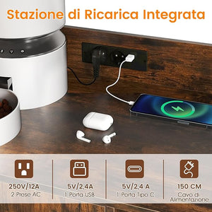 Mobile Lettiera per Gatti 80 x 40 x 132 cm, Credenza Soggiorno con Ripiani di Stoccaggio, Tiragraffi per Gatti, 2 Prese AC e Cuccia, Armadio Salvaspazio per Cuccia e Ingresso (Marrone)