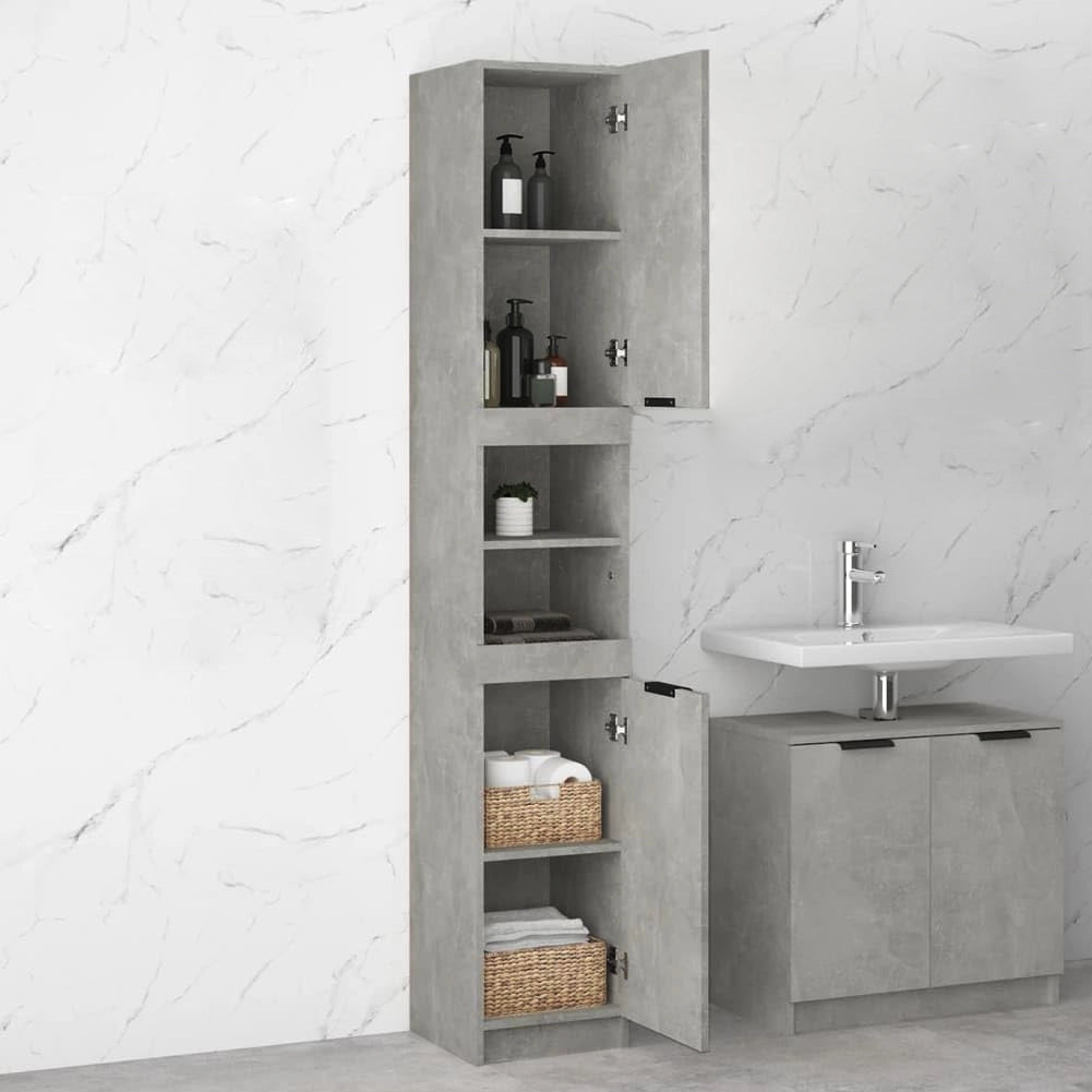 Mobile a Colonna Armadietto Salvaspazio da Bagno 4 Ripiani Interni 2 Ante H188cm