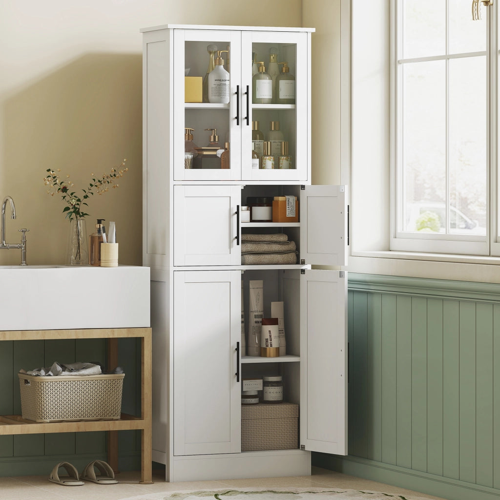 Mobile bagno 6 ante con ripiani regolabili ¨C zephmum ¨C 60x30x170 bianco