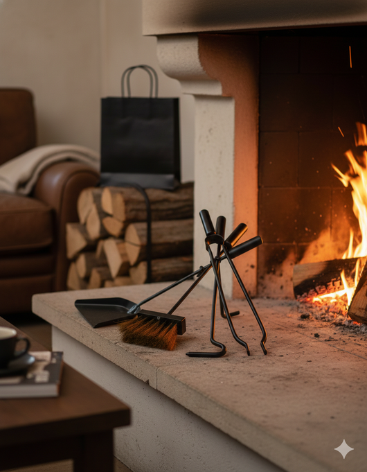 Set Camino 4 Pezzi H56 in Ferro Verniciato Nero Opaco