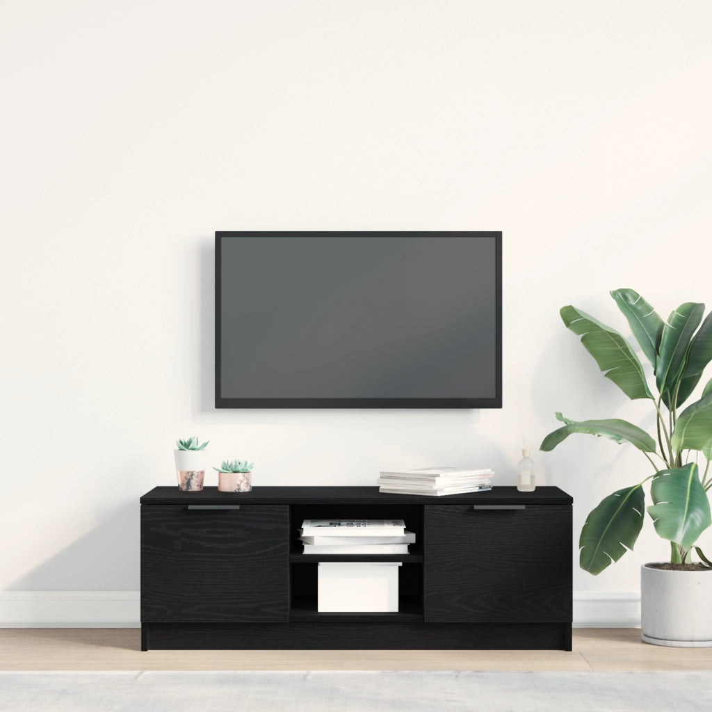 Mobile TV  Nero Rovere 102x35x36,5 cm Legno ingegnerizzato