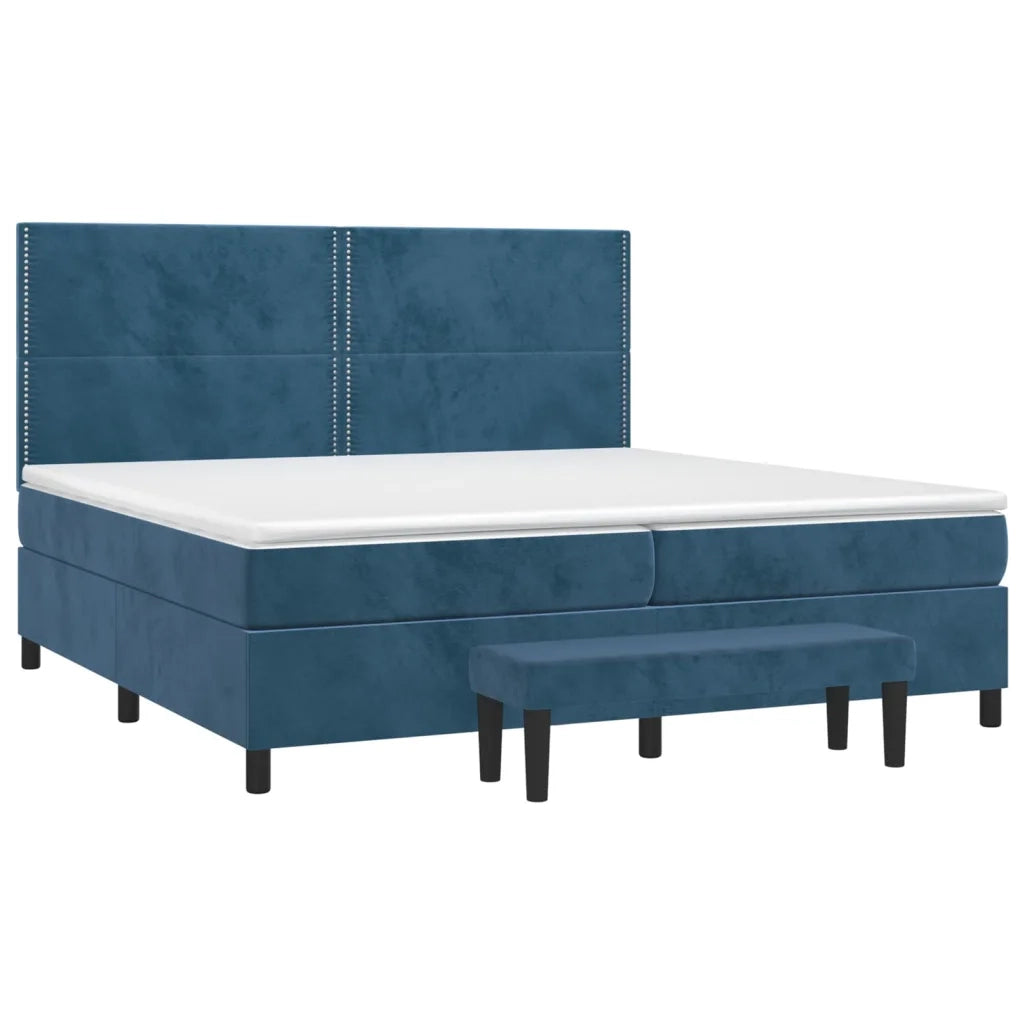 Giroletto a Molle con Materasso Blu Scuro 200x200 cm in Velluto 3137807