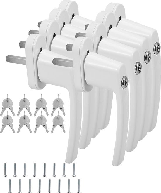 Porta finestra chiusura con maniglia a rotella e gancio con funzione di apertura e chiusura in bianco 8X