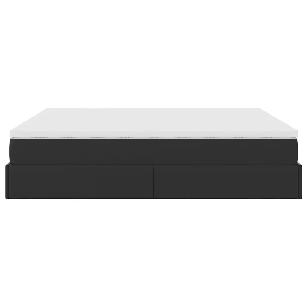 Struttura Letto Pouf con Materassi Nero 180x200 cm Similpelle 3311224
