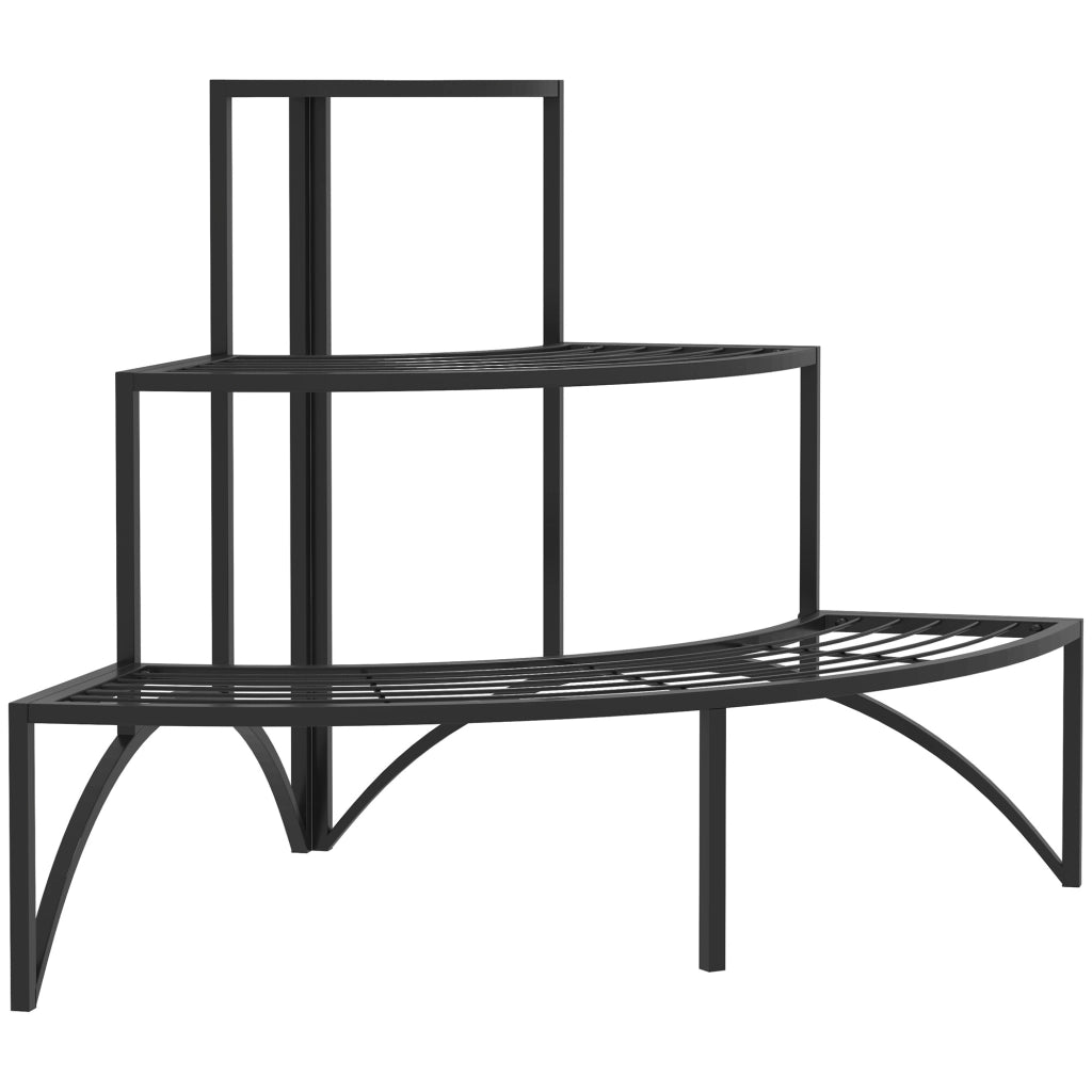 Portapiante angolare a 3 livelli in metallo nero, 87 x 60 x 60 cm, per interno ed esterno