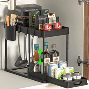 Organizzatore Pratico Sotto La Vasca Da Bagno - 2 Livelli Con Grucce E Porta Oggiali (Nero)