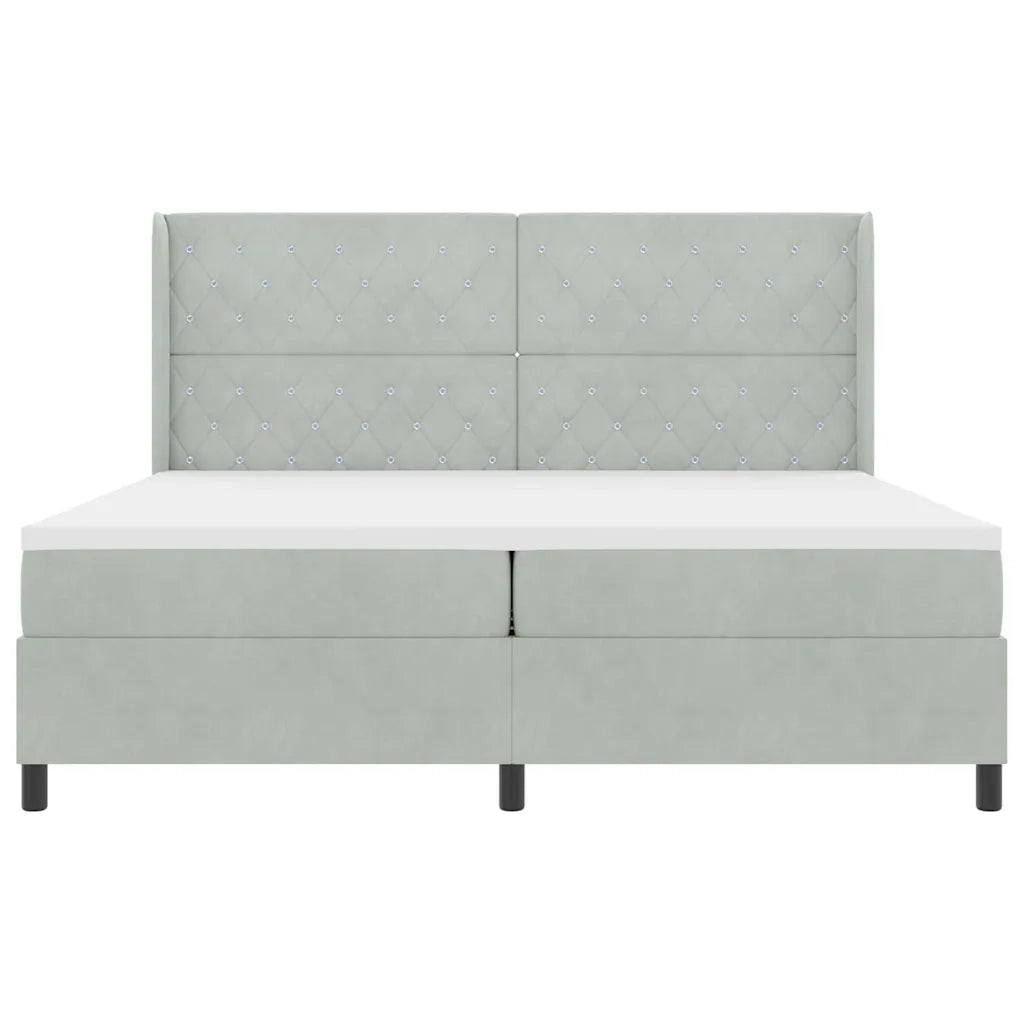 Letto a molle con materasso Grigio chiaro 200 x 200 cm Velluto