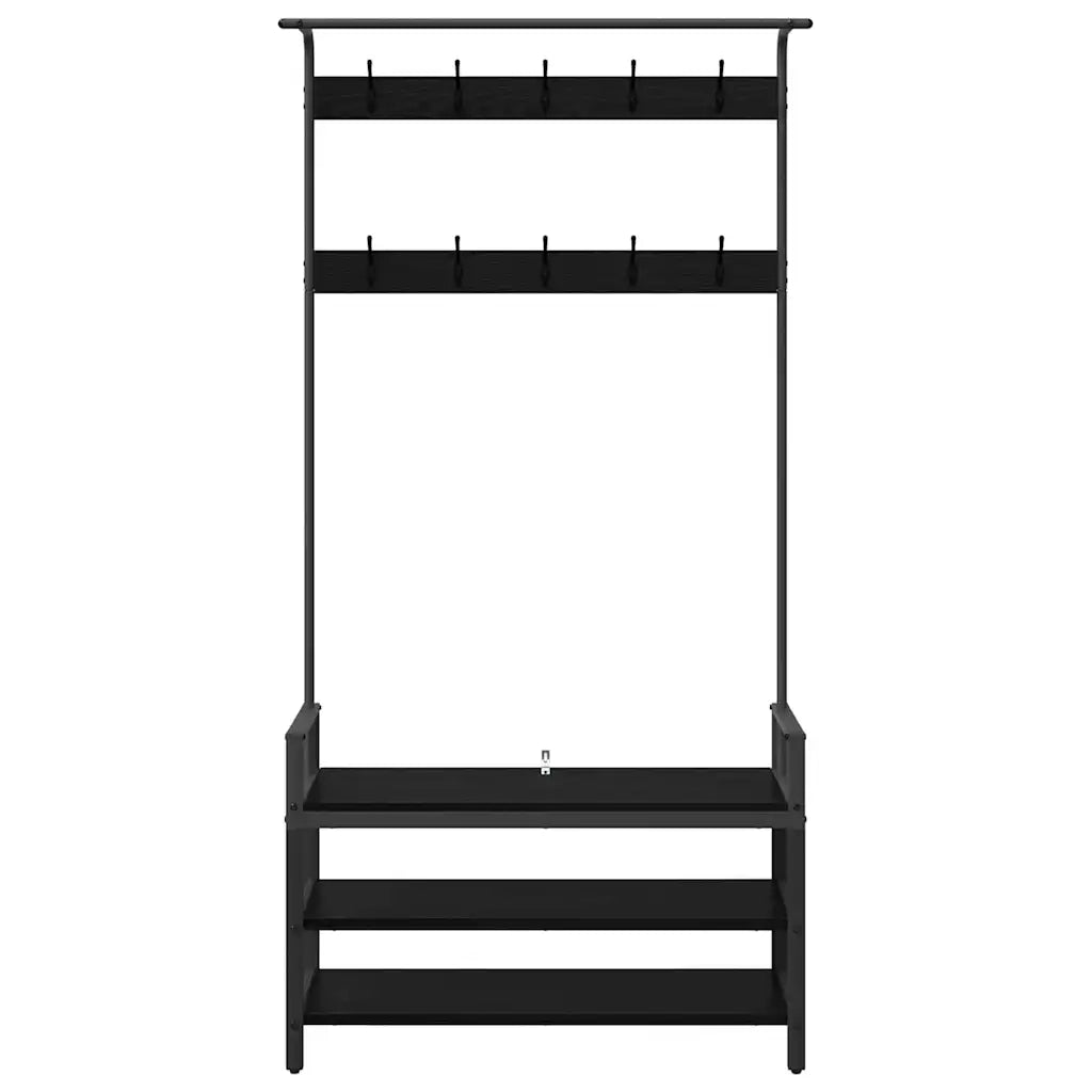 Appendiabiti Rovere Nero 95 x 34 x 184 cm Legno multistrato CFW5405720