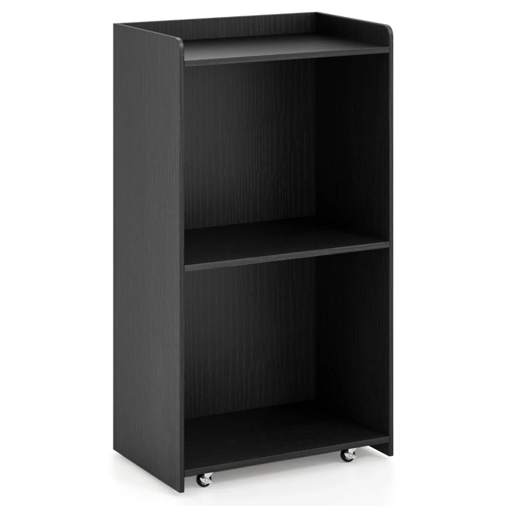 Scrivania multiuso con ruote 57,5 ​​x 37 x 105 cm 2 pratici ripiani facile da spostare legno nero 20_0019300