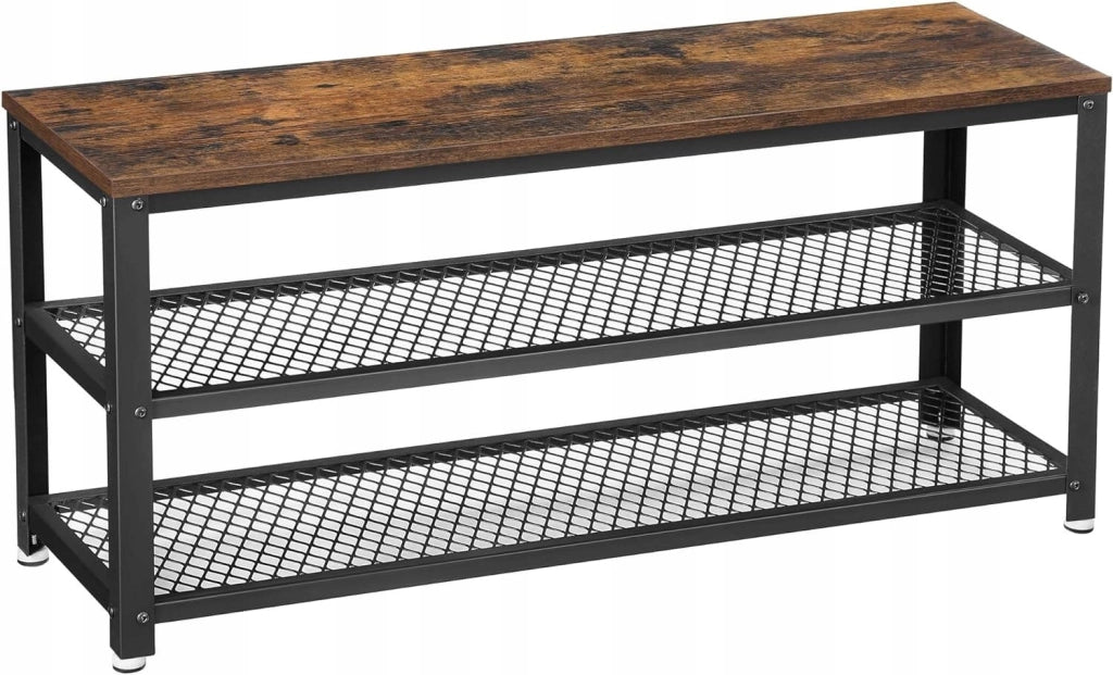 Scarpiera Valora Rustic Brown con seduta e struttura in acciaio | Elegante