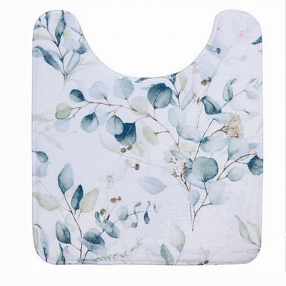 Trade Shop - Tappeto Tappetino Girowater Arredo Bagno 45x50cm Fantasia Con Fiori Foglie 87061 -