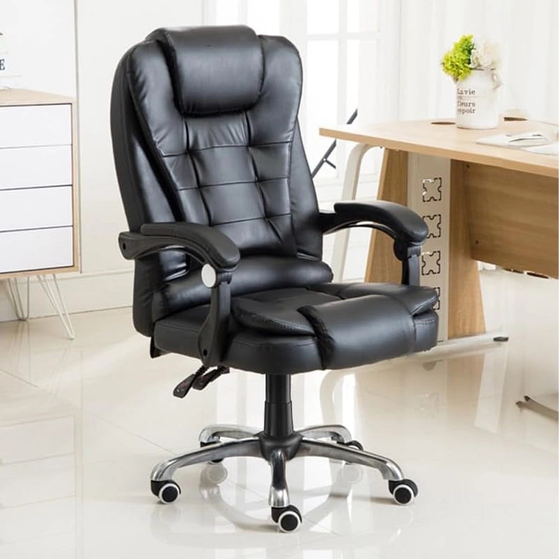 FENIXSHOP24 Poltrona/Sedia Ufficio Ergonomica Presidenziale Reclinabile e Direzionabile con Braccioli Imbottiti e Altezza Regolabile,con rotelle – Nera HLD-809