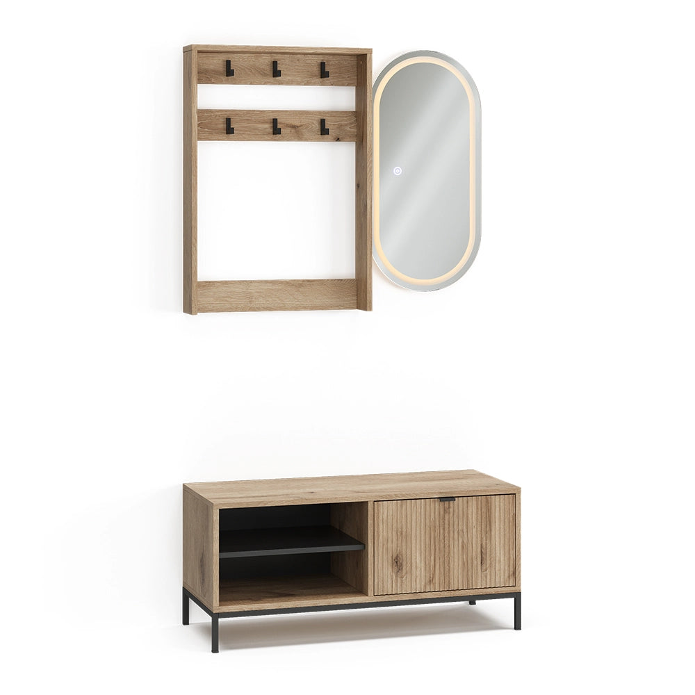 Armadio da ingresso Eliza Quercia vichinga 100 x 45 cm Set, 3 parti Vicco