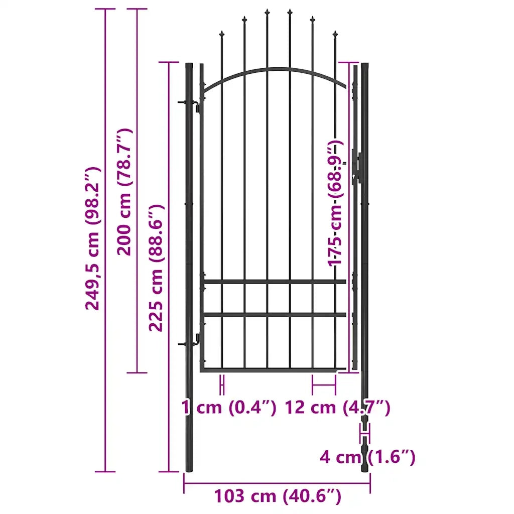 Cancello da Giardino Woerden in Acciaio 1x2 m Nero CFW6603612