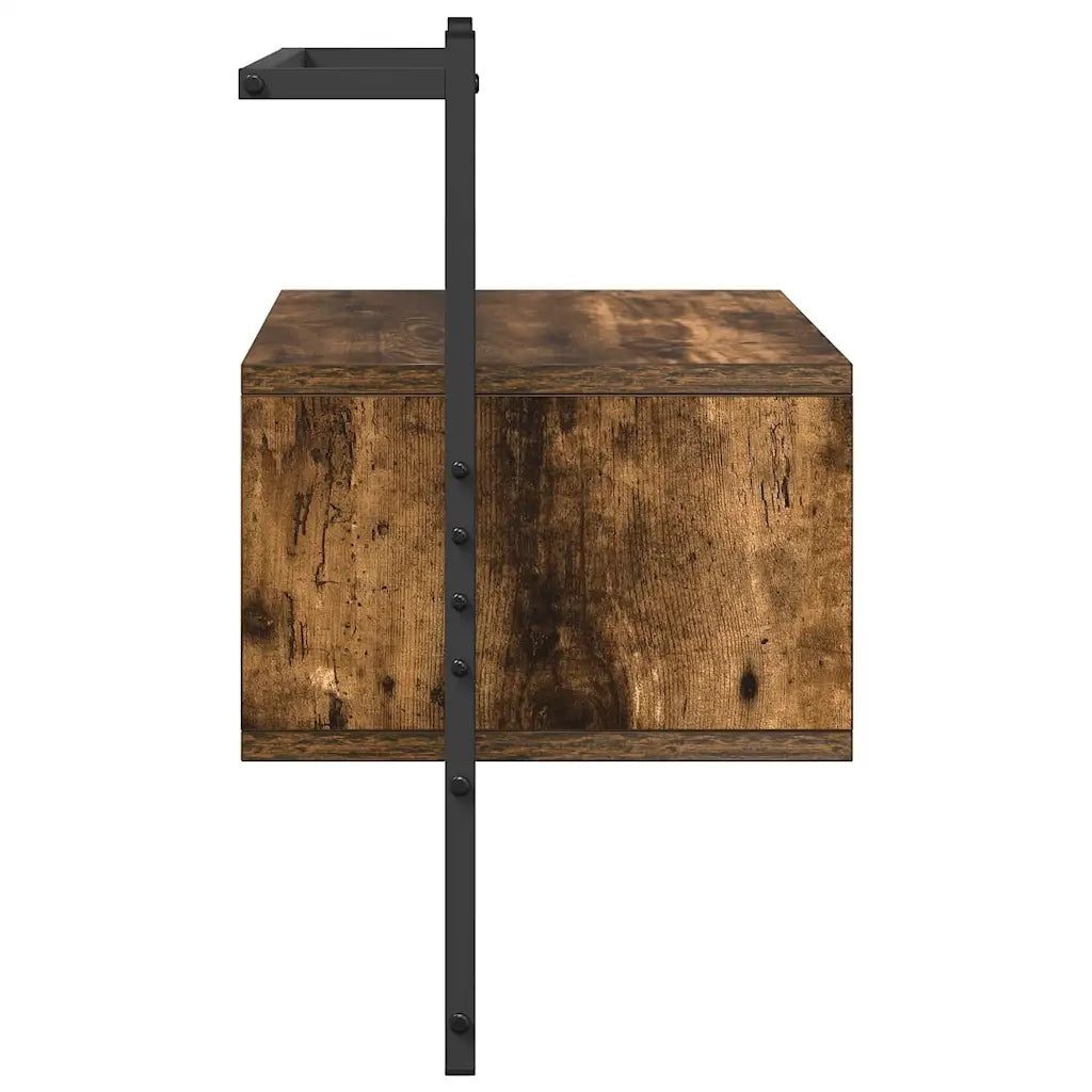 Comodini a Muro 2 pz-Set di 2 Tavolino da notte Rovere Fumo 35x30x51 cm Legno Multistrato