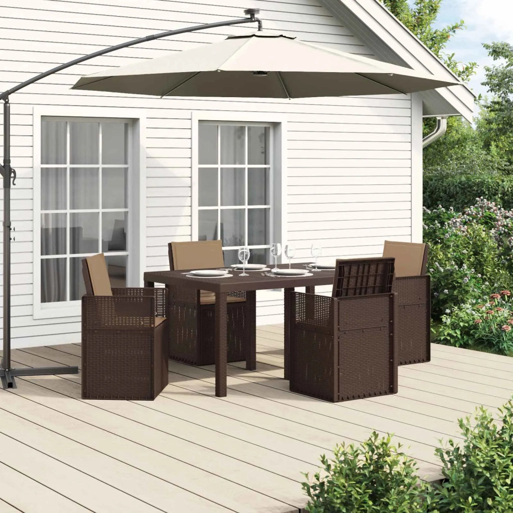 Set da Pranzo per Giardino 5 pcs Marrone e Tortora PP