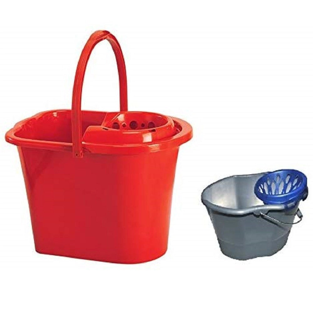 Trade Shop - Secchio Lavapavimenti Ovale Con Strizzatoio Removibile Strizzatore 15lt Mop Mocio -