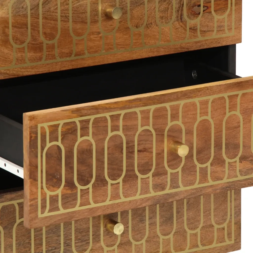 Comodino 50x33x62 cm in Legno Massello di Mango 358293