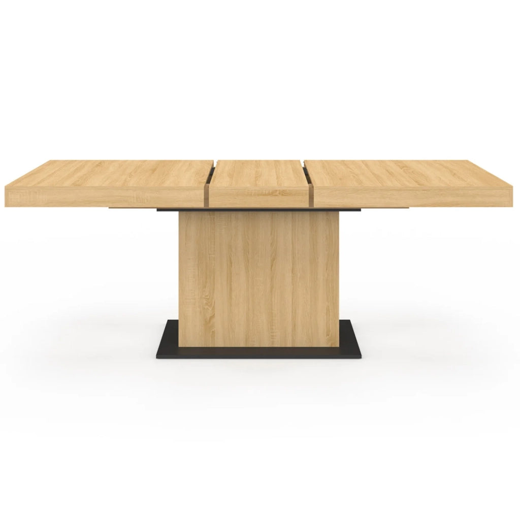 IDMarket - Tavolo da pranzo rettangolare allungabile EDEN 6-10 persone in legno e base nera 160-200 cm