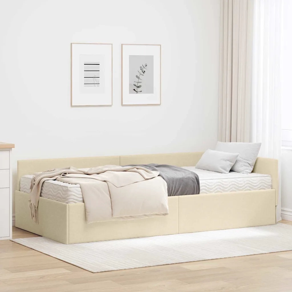 Struttura Letto Angolare con Materasso 2 pcs Crema Tessuto 3393603