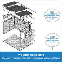 Casa da giardino in legno (senza parete laterale) - 6 m² - TIMBELA M339