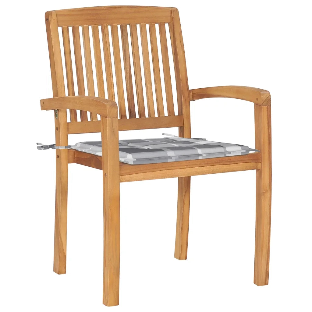 Sedie da Giardino Impilabili con Cuscini 6 pz Massello di Teak 3073239