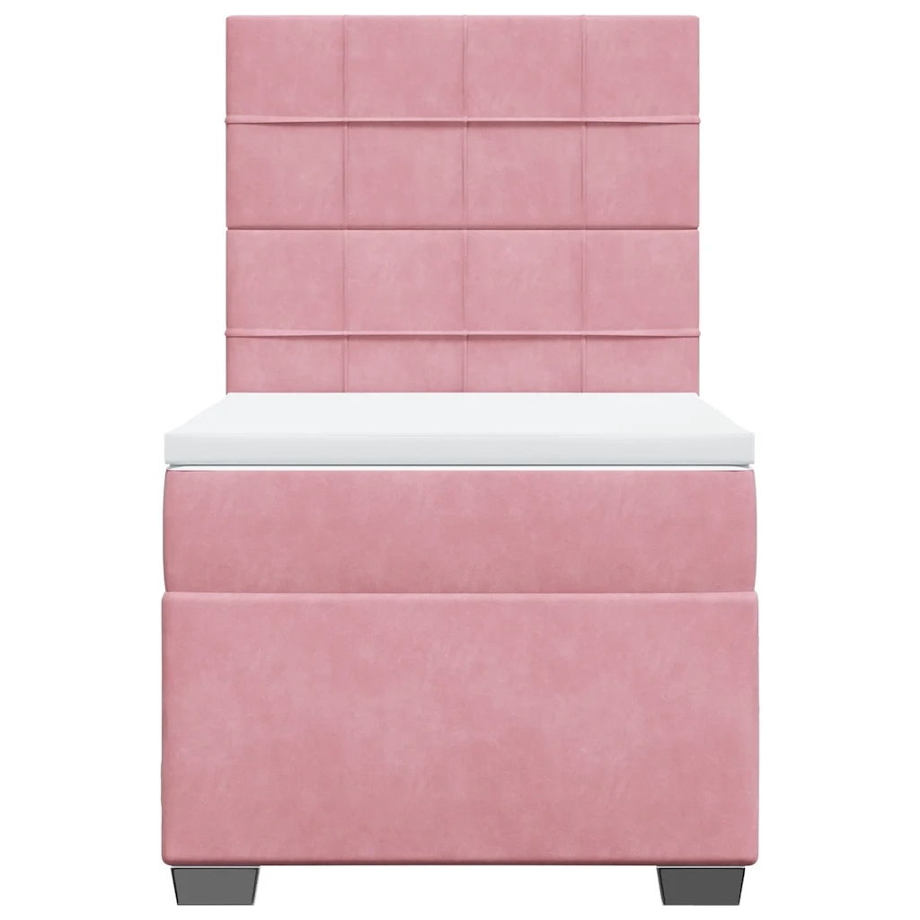 Giroletto a Molle con Materasso Rosa 80x200 cm in Velluto 3293067