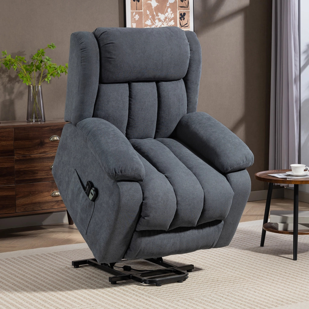 Poltrona Relax Elettrica con Alzapersona e Massaggio ¨C zephmum ¨C Grigio Scuro 93x91x103 cm