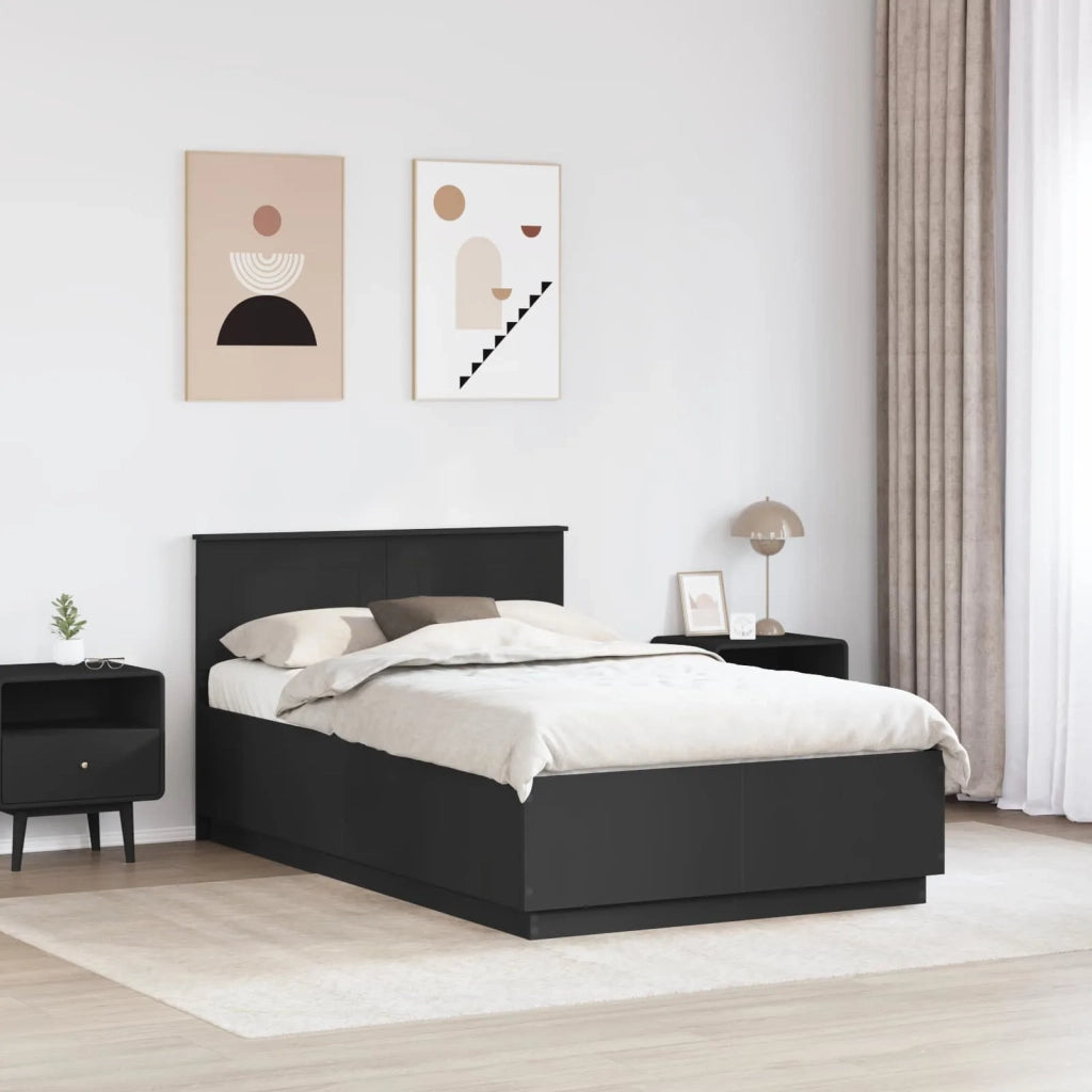 Struttura del letto-Giroletto Nero 135 x 190 cm Legno ingegnerizzato