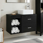 Set di mobili per il bagno 2 pz Rovere Nero 3403897