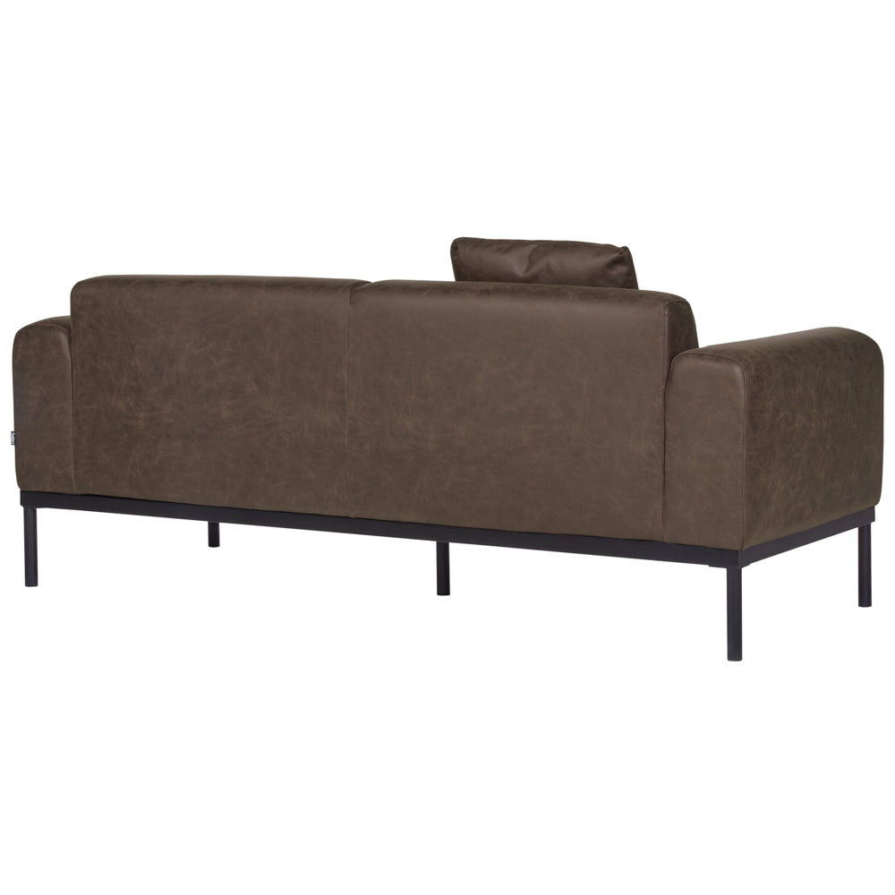 Divano a 2 posti in ecopelle marrone scuro con gambe nere Arredamento per il soggiorno Design elegante