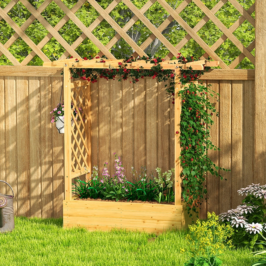 Fioriera da Giardino con Griglia ¨C zephmum ¨C Legno Naturale 110x44x113cm
