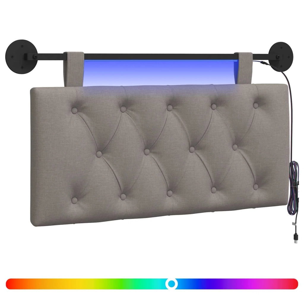 Testiera sospesa Con luce LED Tortora Tessuto 3424547