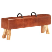 Panca in stile cavallo 135 x 25 x 55 cm vera pelle sintetica di capra marrone 02_0010829