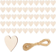Hartini di Legno 50 Pezzi - Decorazioni di Cuore - Attività Ricreative - Matrimonio - Etichette di Cassetta - Materiali di Alta Qualità - Decorazioni di Cuore