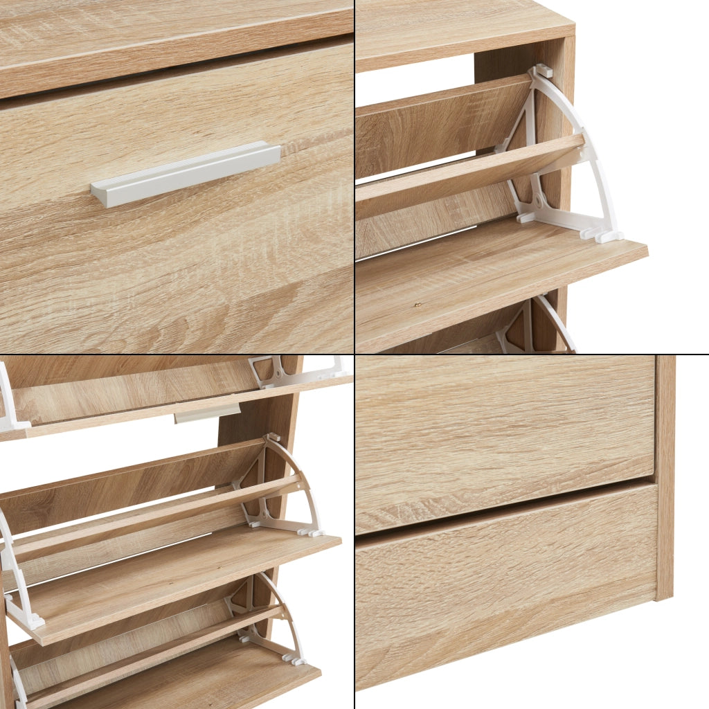 Scarpiera Sykkylven con 3 Contenitori Ribaltabili - Effetto Rovere Sonoma [en.casa]