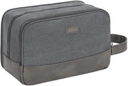 Borsa da bagno per uomini, borsa da viaggio, borsa da toilettas in tela, zaino impermeabile in pelle vegetale per prodotti da toeletta e articoli da bagno (grigio)