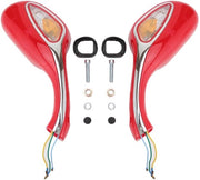 Specchio laterale 8mm con indicatori di direzione per scooter/moto GY6 - Rosso