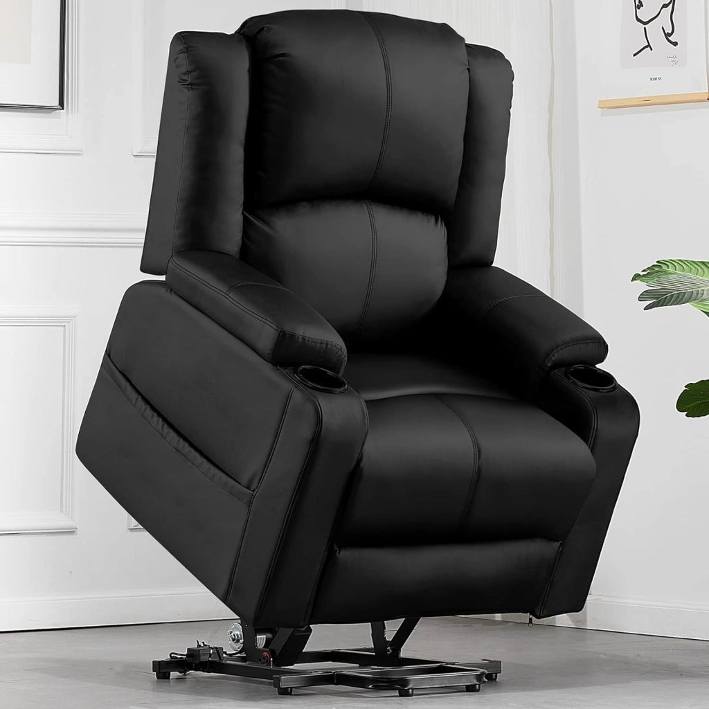 Poltrona Relax Reclinabile Poltrone Relax Elettriche Schienale Regolabile, Poggiapiedi Retrattile, con 2 Portabicchieri, Tasche Laterali, Supporto per Stare in Piedi, Pelle PU Marrone