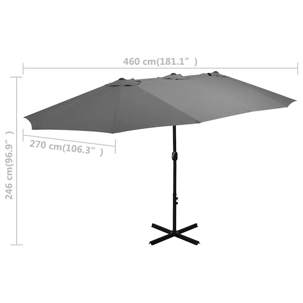 Ombrellone da Esterni con Palo in Alluminio 460x270cm Antracite 44869