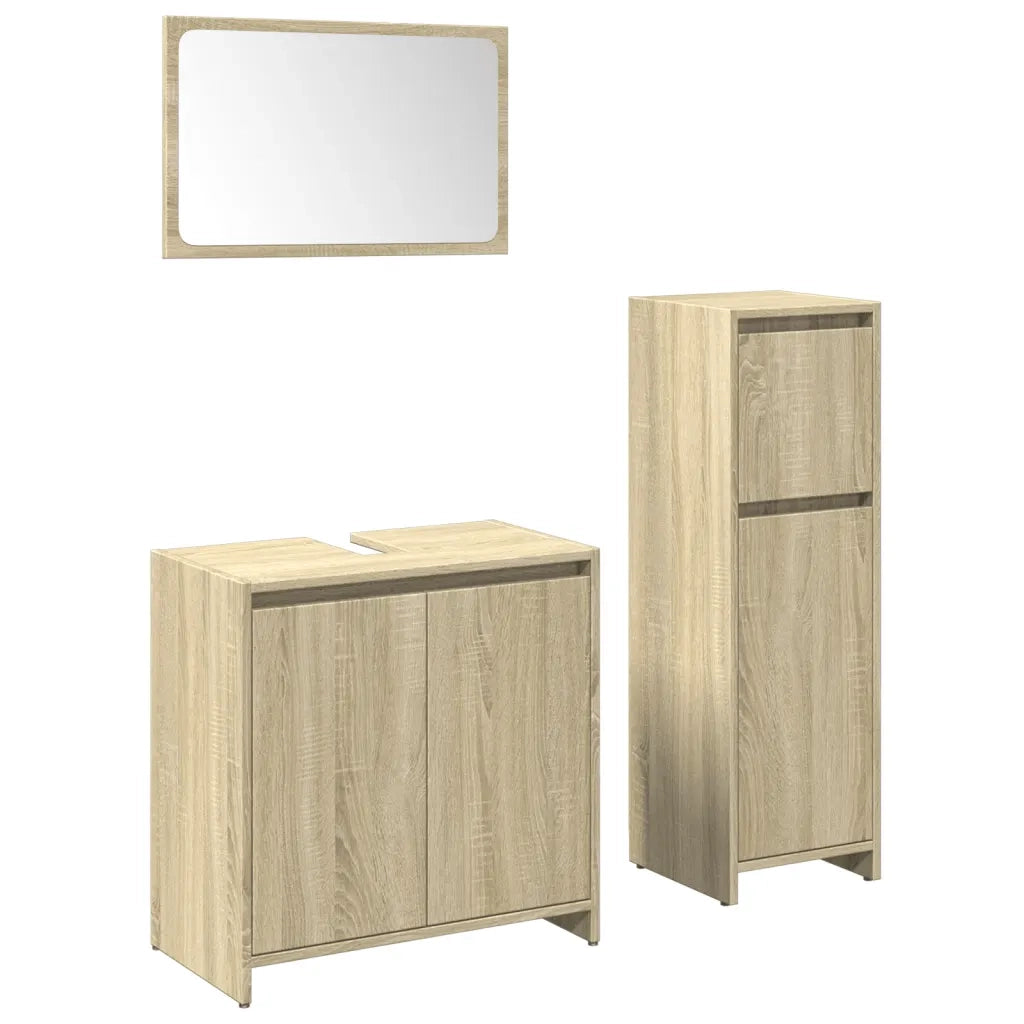 vidaXL Set Mobili da Bagno 3 pz Rovere Sonoma in Legno Multistrato