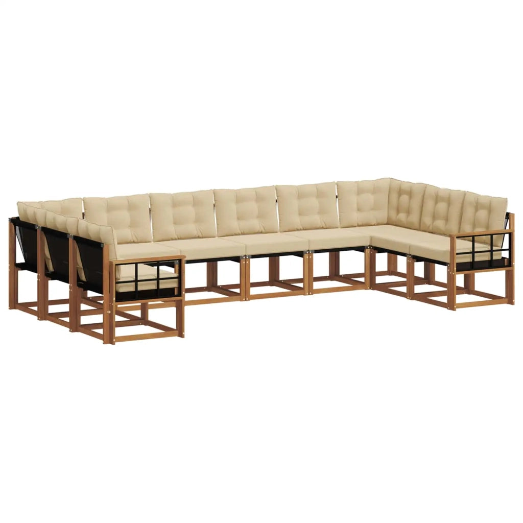 Set di divani da esterno con cuscino 10 pcs Naturale e Beige 3369104
