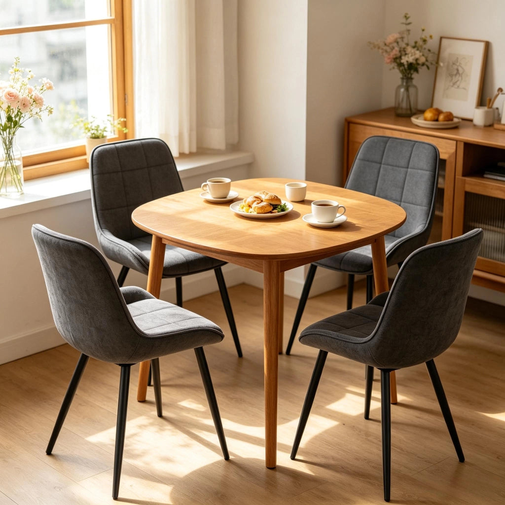SEDIA Imbottita 81,5 cm Velluto Grigio Scuro Set da 4 pezzi
