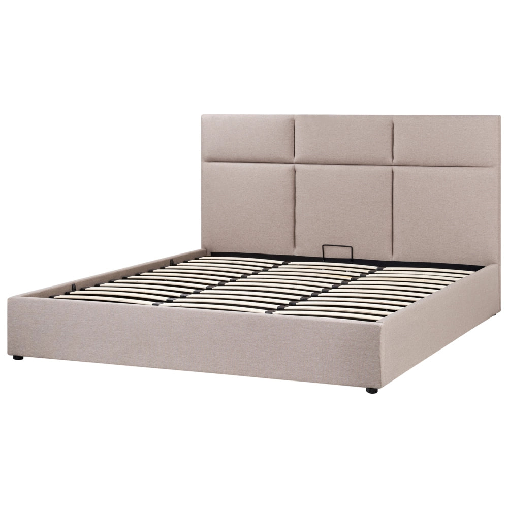 Letto ottomano Taupe Poliestere Rivestito 180 x 200 cm con Storage e Testata Mobili da Camera da Letto