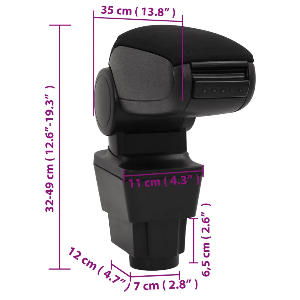 Bracciolo per Auto Nero 11x35x(32-49) cm in ABS 154679