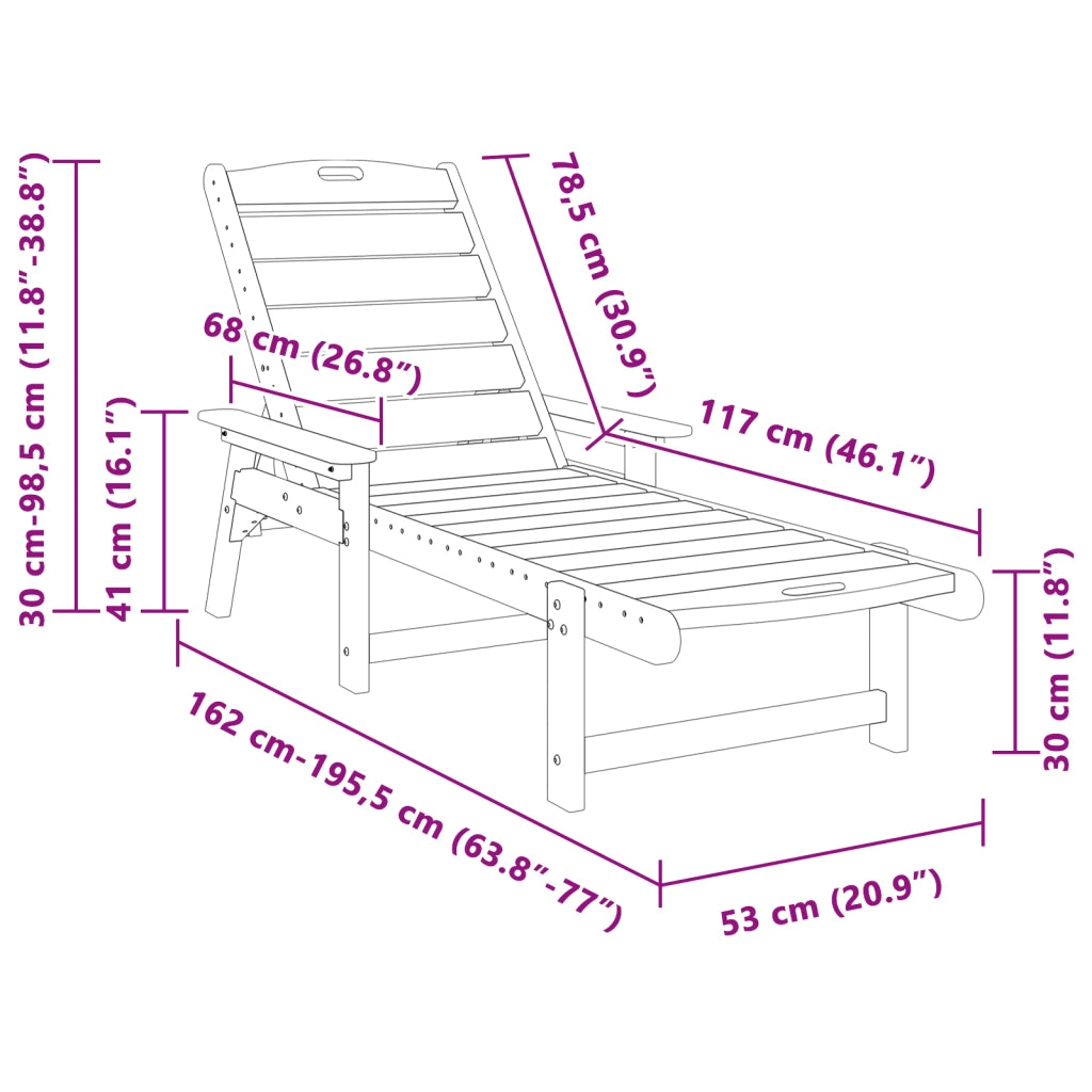 Lettini Prendisole 2 Pezzi Nero 162x53x98,5 cm HDPE