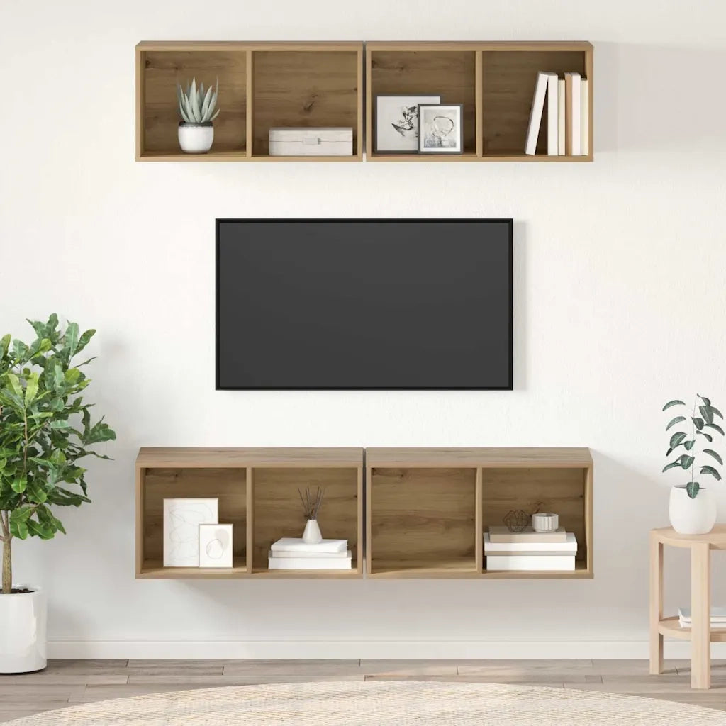 vidaXL Mobile TV da Parete 4 pcs rovere artigianale 37 x 37 x 72 cm